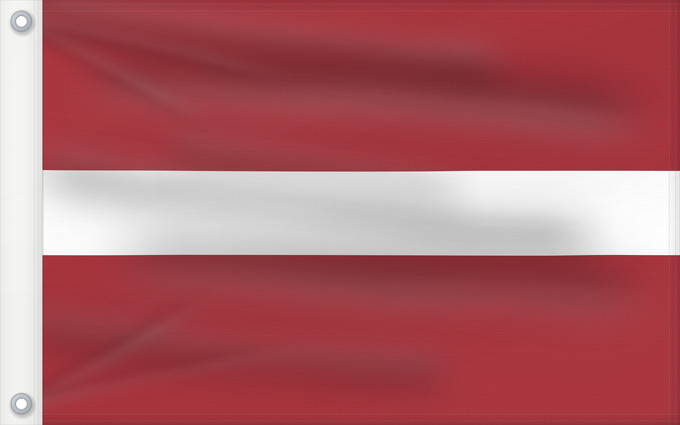 Bandera, con dos ojales metálicos y lado del asta reforzado: Latvia Lettonie Letonia Lettland Lettone Letland Letónia Łotwy Сьцяг Латвіі Национално знаме на Латвия Lotyšská vlajka Letlands Σημαία της Λεττονίας Latvio Läti lipp Latvian Laitvia Latvije Lettország ლატვიის დროშა Latvijos Latvejas karūgs Latvijas Tal-La