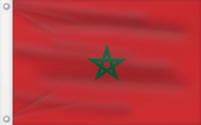 Flag, with two metal eyelets and reinforced hoist: Morocco Maroc Marruecos Marokko Marocco Marrocos Maroka علم المغرب Σημαία του Μαρόκου Maroko Marokoko bandera Marokon דגל מרוקו Marokkó モロッコの国旗 Marokkos flagg Marocului Флаг Марокко Marockos Moroko Drapea do Marok ⴰⵛⵏⵢⴰⵍ ⵏ ⵎⵓⵔⴰⴽⵓⵛ 摩洛哥國旗