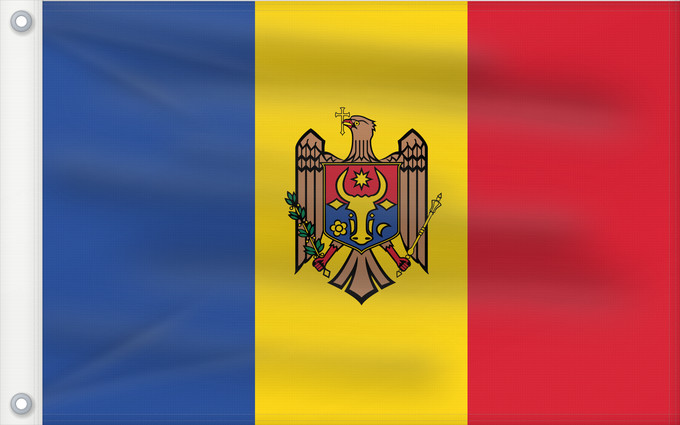 Bandera, con dos ojales metálicos y lado del asta reforzado: Moldova Moldavie Moldavia Moldawien (Republik Moldau)