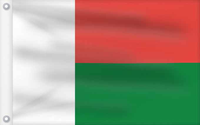 Drapeau, avec deux œillets métalliques et guindant renforcé : Madagascar	Madagaskar