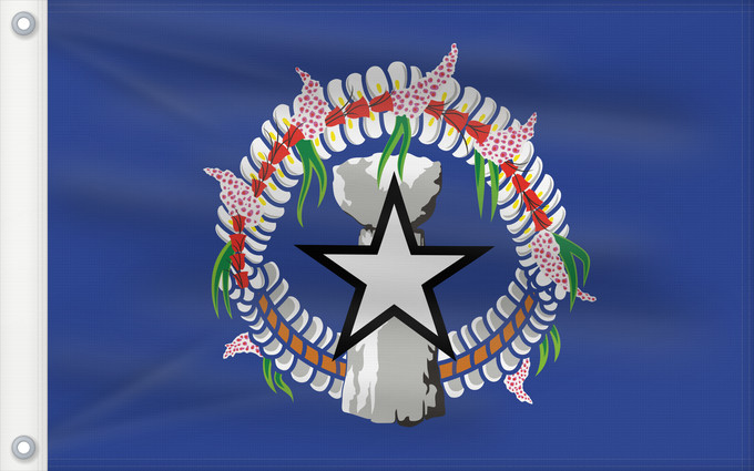 Bandera, con dos ojales metálicos y lado del asta reforzado: Northern Mariana Islands	Îles Mariannes du Nord	Islas Marianas del Norte	Nördliche Marianen	Isole Mariana del Nord
