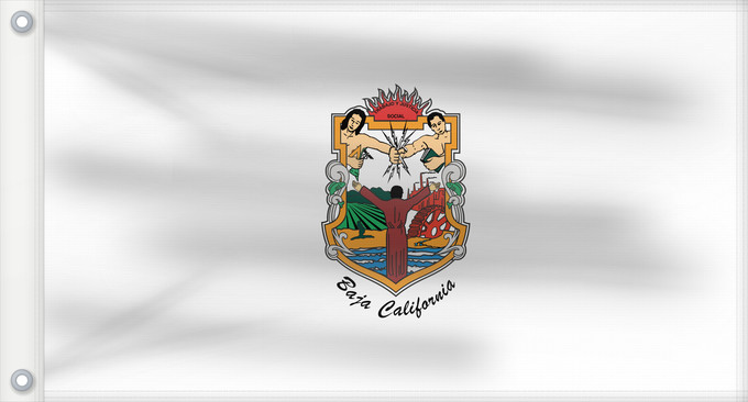 Bandera, con dos ojales metálicos y lado del asta reforzado: Baja California	De facto flag of Baja California	Basse-Californie	Baja California 	Īpān Tlani California