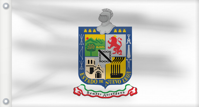 Bandera, con dos ojales metálicos y lado del asta reforzado: Nuevo Leon	Nuevo León