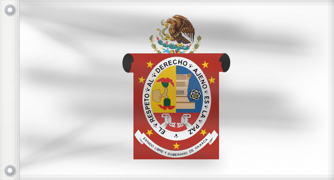 Bandera, con dos ojales metálicos y lado del asta reforzado: Oaxaca	State flag of Oaxaca	Oaxaca 