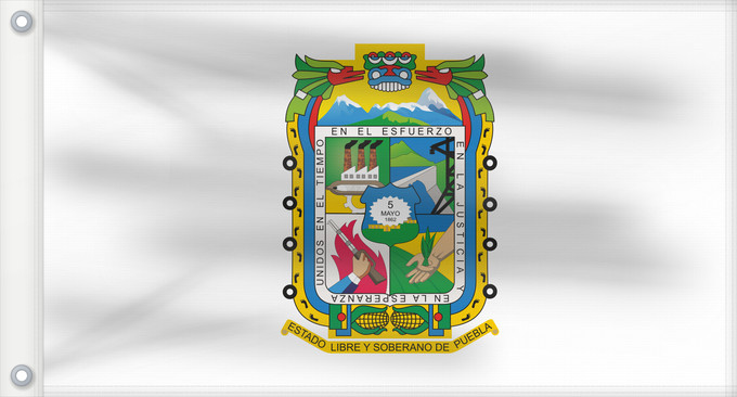 Flagge, mit zwei Metallösen und verstärktem Besatzband: Puebla