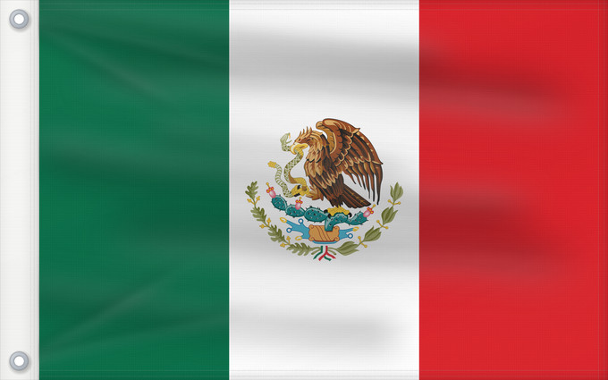 Bandera, con dos ojales metálicos y lado del asta reforzado: Mexico Mexico Official version of the Flag of the United Mexican States or Mexico Mexique México La actual bandera de los Estados Unidos Mexicanos Mexiko Messico México Meksyku علم المكسيك Mïxiku wiphala Meksika Mèxic Mexická vlajka Mexicos Meksiko Mexiko
