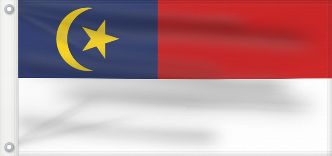 Flagge, mit zwei Metallösen und verstärktem Besatzband: Malacca Malaca Malakka Malaysian state Malacca. Drawn by Mysid