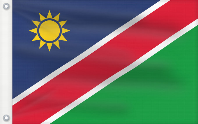 Bandera, con dos ojales metálicos y lado del asta reforzado: Namibia Namibie Namibië