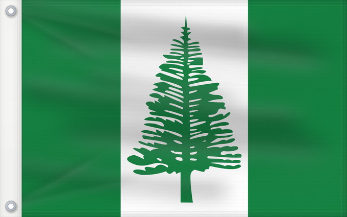 Drapeau, avec deux œillets métalliques et guindant renforcé : Norfolk Island	Norfolk	Norfolkinsel
