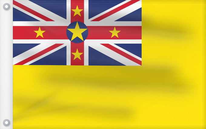 Bandera, con dos ojales metálicos y lado del asta reforzado: Niue Niue New Zealand ニウエの国旗 Pīwari o Niuē