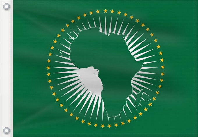 Bandera, con dos ojales metálicos y lado del asta reforzado: African Union