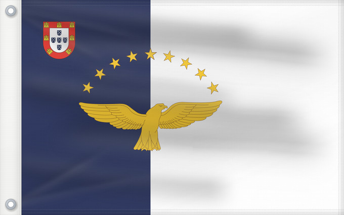 Drapeau, avec deux œillets métalliques et guindant renforcé : Azores Azores flag Açores Azoren Azzorre Dos Açores