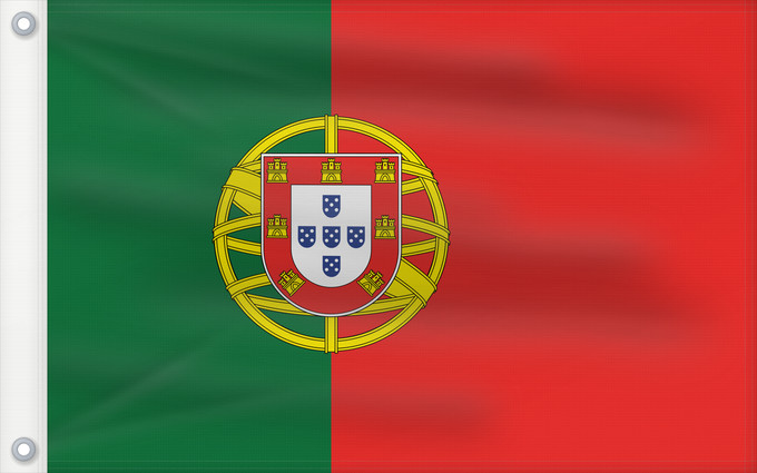 Flagge, mit zwei Metallösen und verstärktem Besatzband: Portugal	Portugals	Portogallo	A bandeira nacional de Portugal	Portugalii	علم البرتغال	Сцяг Партугаліі	Banniel broadel Portugal	Portugala	პორტუგალიის დროშა	Прапор Португалії