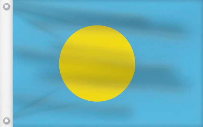 Bandera, con dos ojales metálicos y lado del asta reforzado: Palau	Palau, made by User Gabbe	 Palaos	Palaos	パラオの国旗	Palaua	​帕勞國旗