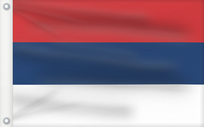 Drapeau, avec deux œillets métalliques et guindant renforcé : Civil Flag of Serbia	Civil flag of Serbia	Serbie	Serbia	Serbien	Гражданско знаме на Сърбия	Народна застава Србије	Narodna zastava Srbije	Nemzeti zászló szerbia	Народный  гражданский  флаг Сербии	Srbská národná vlajka	Kombëtar i Serbisë