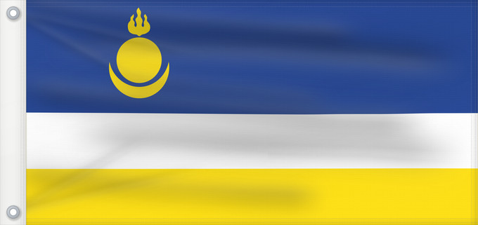 Drapeau, avec deux œillets métalliques et guindant renforcé : Buryatia	Republic of Buryatia	 Buratti	República de Buriatia	Repubblica di Buriazia	Буряад Республикын гyрэнэй һүлдэ	Флаг Бурятии	Парчами Бурятия