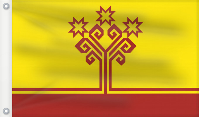Drapeau, avec deux œillets métalliques et guindant renforcé : Chuvashia Chuvash Republic Chuvash Republik Chuvash Чӑваш Республикин ялавĕ Флаг Чувашской Республики Парчами Ҷумҳурии Чуваш