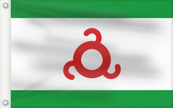 Drapeau, avec deux œillets métalliques et guindant renforcé : Ingushetia	Republic of Ingushetia	Inguschetien	Inguscezia	Флаг Ингушетии