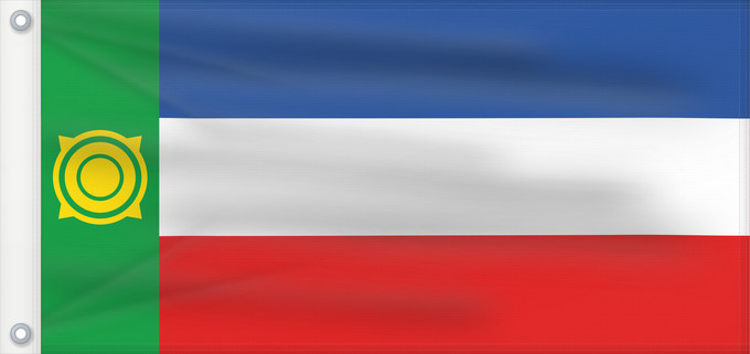 Drapeau, avec deux œillets métalliques et guindant renforcé : Khakassia Khakassia since 2003. Drawn by Fibonacci Khakassie ou République de Khakassie Jakasia desde el 2003. Hecha por Fibonacci Chakassien