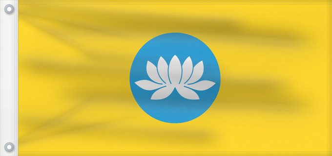 Drapeau, avec deux œillets métalliques et guindant renforcé : Kalmykia	Kalmoukie	República de Kalmukia 	Kalmückien	Флаг Республики Калмыкия	Туг Хальмг Таңһч