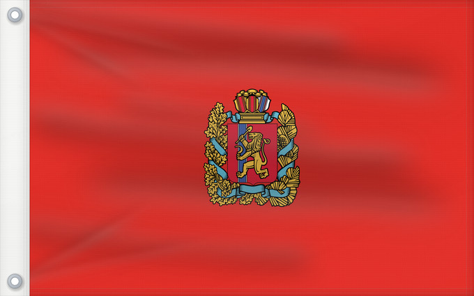 Drapeau, avec deux œillets métalliques et guindant renforcé : Krasnoyarsk Krai	Krasnoyarsk Krai 	Kraï de Krasnoïarsk	Krai de Krasnoyarsk	Krasnoyarsk Kray	флаг Красноярского края