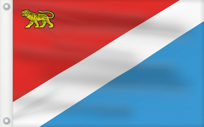 Drapeau, avec deux œillets métalliques et guindant renforcé : Primorsky Krai Kraï du Primorie Krai de Primorie Primorski Krai