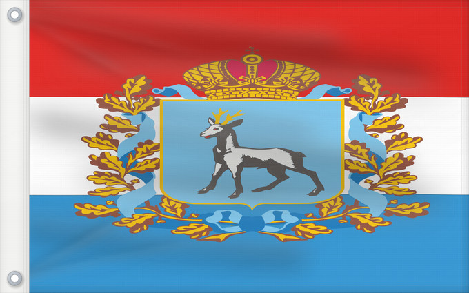 Drapeau, avec deux œillets métalliques et guindant renforcé : Samara Oblast oblast de Samara Óblast de Samara Oblast Samara