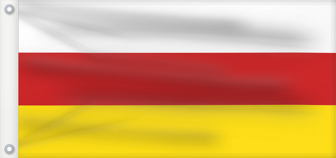 Drapeau, avec deux œillets métalliques et guindant renforcé : North Ossetia	Republic of North Ossetia-Alania	North Ossetia-Alania	North Osetia-Alania	North Ossetia-Alania 	Nord-Alania	Цӕгат Ирыстоны тырыса	Флаг Северной Осетии