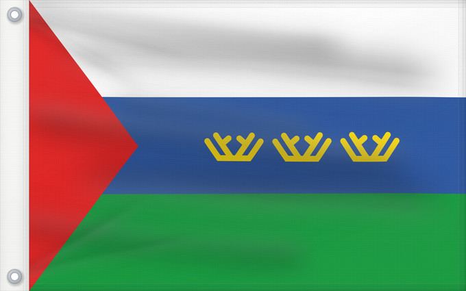 Drapeau, avec deux œillets métalliques et guindant renforcé : Tyumen Oblast Oblast de Tioumen Óblast de Tiumén Oblast Tjumen
