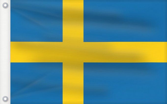 Drapeau, avec deux œillets métalliques et guindant renforcé : Sweden Suède Suecia Schweden Svezia