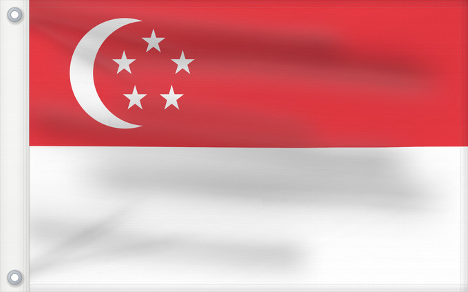 Bandera, con dos ojales metálicos y lado del asta reforzado: Singapore Singapour Singapur Singapuru علم سنغافورة Singapuro Singapura Флаг Сингапура Singapurja சிங்கப்பூரி்ன் கொடி 新加坡国旗