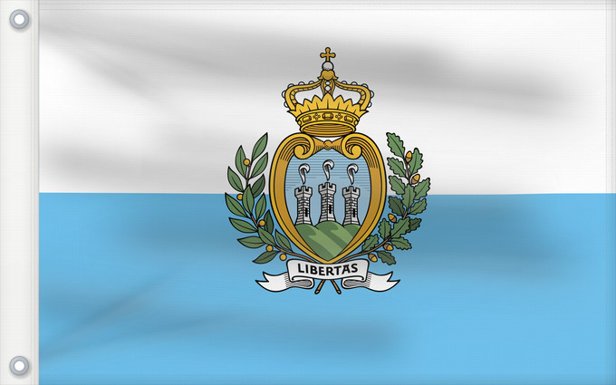 Flagge, mit zwei Metallösen und verstärktem Besatzband: San Marino  civil	San Marino	Saint-Marin