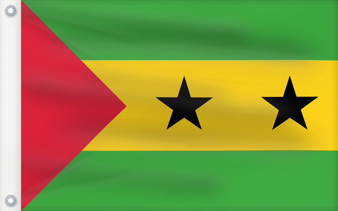 Drapeau, avec deux œillets métalliques et guindant renforcé : Sao Tome and Principe Sao Tomé-et-Principe Santo Tomé y Príncipe São Tomé und Príncipe Sao Tome e Principe