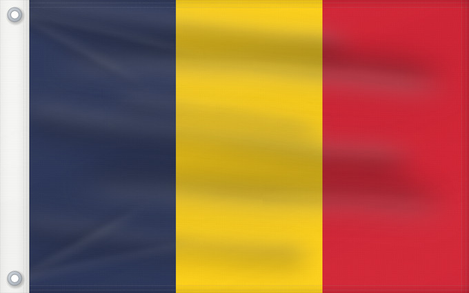 Flag, with two metal eyelets and reinforced hoist: Chad	National du Tchad	Chad. Proporción 2 3	Tschad	Ciad	Tsjaad	علم تشاد	Ĉado	Ciadului	Čada	Tchads