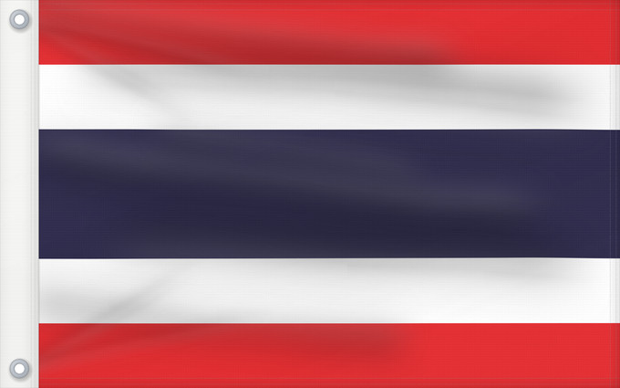 Drapeau, avec deux œillets métalliques et guindant renforcé : Thailand The national flag of Kingdom of Thailand; there are total of 3 colours Red represents the blood spilt to protect Thailand’s independence and often more simply described as representing the nation Thaïlande Tailandia desde el año 2017; hay en tota