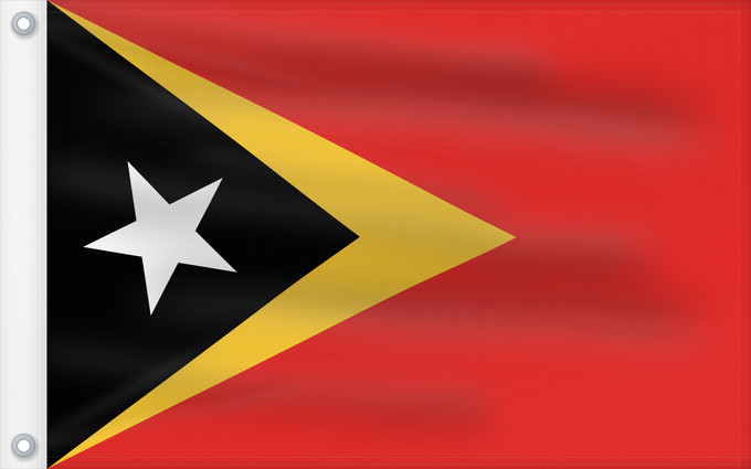 Drapeau, avec deux œillets métalliques et guindant renforcé : East Timor	Timor-Leste  East Timor	Timor oriental	Timor Oriental	Osttimor	Timor Est	Timor-Leste  Oost-Timor	Timor-Leste	علم تيمور الشرقية	তিমুর লেস্তের জাতীয় পতাকা	Timor Leste	Флаг Восточного Тимора	Östtimors	Timór Lorosa e nian