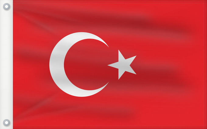 Flag, with two metal eyelets and reinforced hoist: Turkey	National Flag of Turkey	Turquie	Turquía	Türkische	Turchia	Turkije	Turquia	علم تركيا	Türk	Сцяг Турцыі	Национално знаме на Турция	Turske	Turecká Vlajka	Desmala Tırkiya	Σημαία της Τουρκίας	Turkio	پرچم ترکیه	Turkin	Τὸ τῆς Τουρκίας σημεῖον	Republike Tur