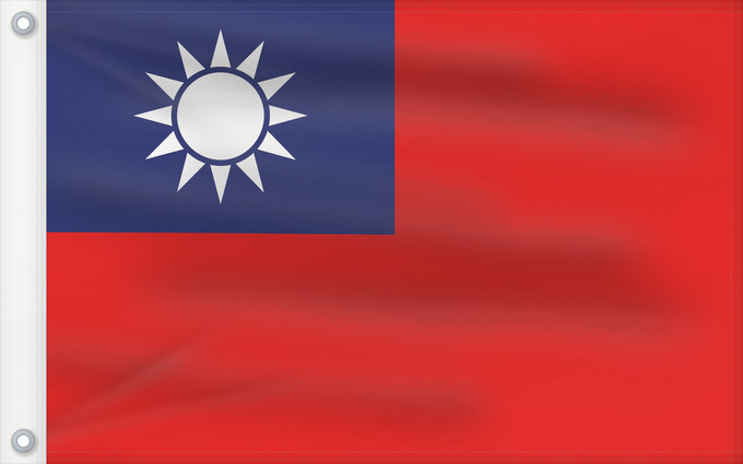 Bandera, con dos ojales metálicos y lado del asta reforzado: Republic of China	Republic of China  Taiwan	République de Chine	República de China	Republik China  Taiwan	Repubblica di Cina	Republiek China	República da China	Republiki Chińskiej	Lýðveldi Postaulín Flagg	علم جمهورية الصين الوطنية	ཀྲུང་ཧྭ་དམངས་ཁབ དང་ལྕོག	