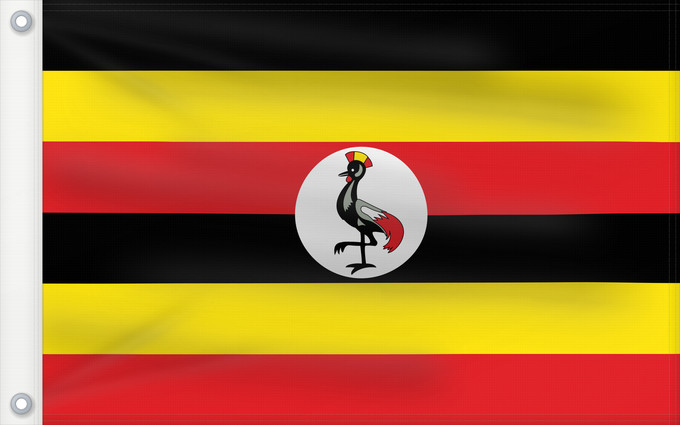 Bandera, con dos ojales metálicos y lado del asta reforzado: Uganda	L Uganda Uganda	Dell Uganda	Ugandy	Ugando	דגל אוגנדה	Ugandos	Ugandei	Ugande	Uganda Uganda