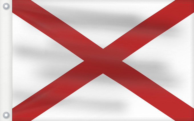 Flag, with two metal eyelets and reinforced hoist: Alabama	L Alabama	Dell Alabama	ᎠᎳᏆᎹ ᎦᏓᏘ	De l Alabama	Ka hae ‘Alapama	アラバマ州の旗	Alabamae	Élábéemah Hahoodzo bidah naatʼaʼí	Флаг Алабамы	Fu‘a o Alapama	Američke savezne države Alabame	الاباما کا پرچم