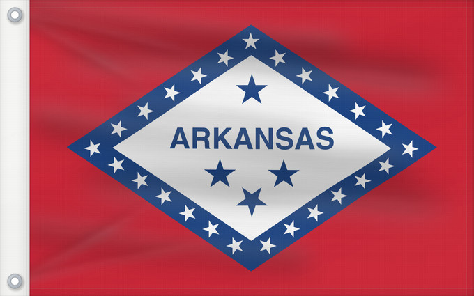 Bandera, con dos ojales metálicos y lado del asta reforzado: Arkansas