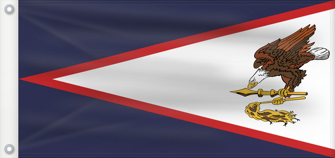 Bandera, con dos ojales metálicos y lado del asta reforzado: American Samoa