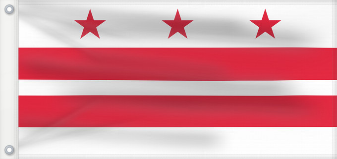 Flag, with two metal eyelets and reinforced hoist: Washington, D.C	District of Columbia	District de Columbia	Distrito de Columbia	Districts of Columbia	Distretto di Columbia	Distrito de Colúmbia	Флаг округа Колумбия