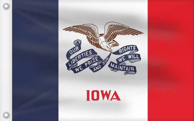 Flag, with two metal eyelets and reinforced hoist: Iowa