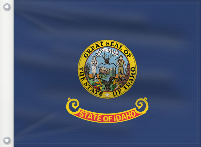 Bandera, con dos ojales metálicos y lado del asta reforzado: Idaho Idaho, from the xrmap flag collection 2.7 L Idaho Dell Idaho ᎠᏓᎰ ᎦᏓᏘ De l Idaho Ka hae ‘Ikahō Idahi Áadihoo Hahoodzo bidah naatʼaʼí Флаг Айдахо Američke savezne države Idaho