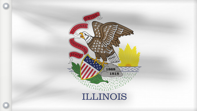 Bandiera, con due occhielli metallici e lato dell'asta rinforzato: Illinois