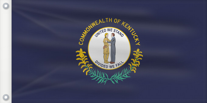 Flagge, mit zwei Metallösen und verstärktem Besatzband: Kentucky	ᎬᏅᏓᎩ ᎦᏓᏘ	Ka hae Kenekuke	Kentukiae	Kentákii Hahoodzo bidah naatʼaʼí	Флаг Кентукки	Američke savezne države Kentucky