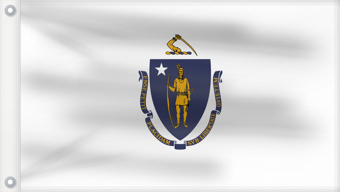 Flagge, mit zwei Metallösen und verstärktem Besatzband: Massachusetts	ᎺᏌᏧᏎᏗ ᎦᏓᏘ	Ka hae Makakukeka	Massachusettæ	Méésíchóoshish Hahoodzo bidah naatʼaʼí	Amerikaanischen Bunneschteet Massachusetts	Флаг Массачусетса	Američke savezne države Massachusetts