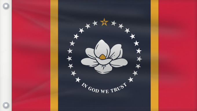 Bandera, con dos ojales metálicos y lado del asta reforzado: Mississippi	U	 Mississippi	Misisipi o Misisipí