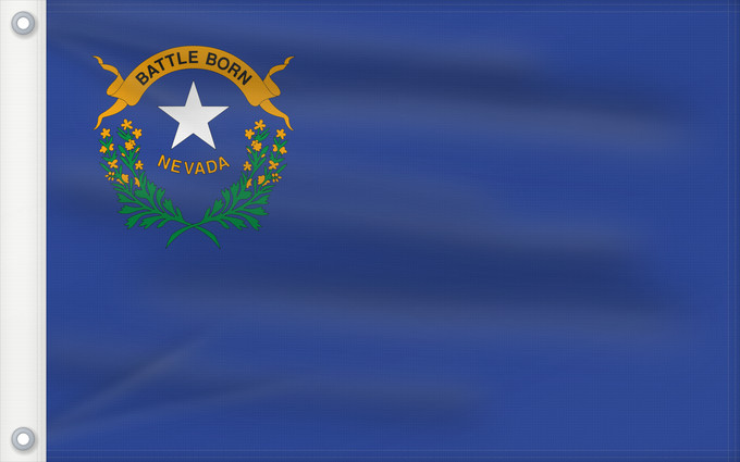 Bandera, con dos ojales metálicos y lado del asta reforzado: Nevada	State of Nevada	ᏁᏩᏓ ᎦᏓᏘ	Ka hae Newaka	Nivatae	Náʼaazhoozh Hahoodzo bidah naatʼaʼí	Флаг Невады	Američke savezne države Nevade